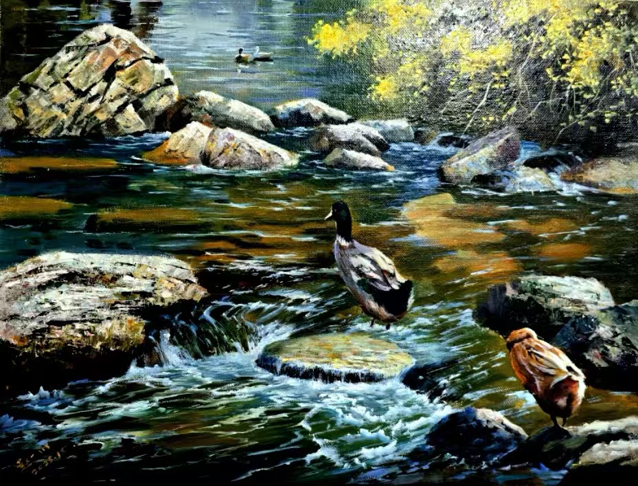 油画《花溪春暖》68×45cm.jpg