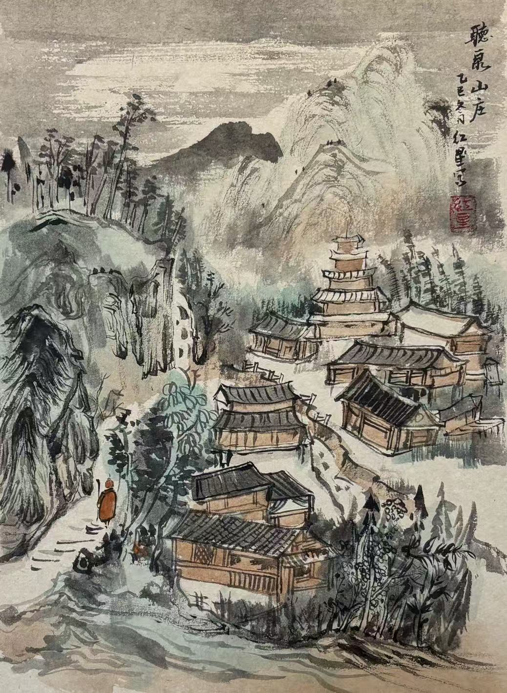 听泉山庄　42×53cm.jpg